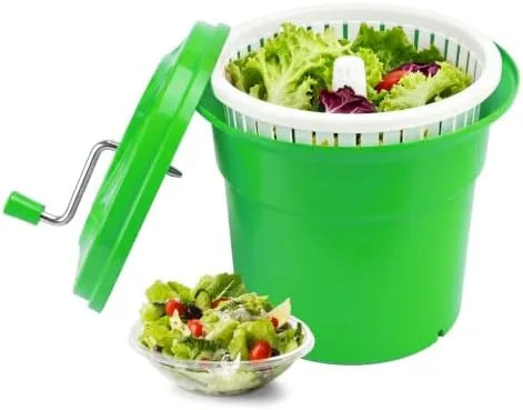 66 gallon large commercial salad spinner salad dryer with draining hose 26 qt manual lettuce dryer for washing spinning draining holds 7 heads of lettuce for restaurant kitchen prep